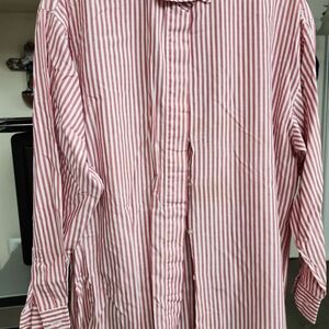 Diane Von Furstenberg Red and White Striped Button Down Shirt
